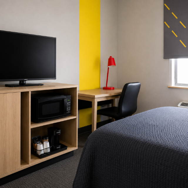 American Style MDF and HPL Hotel Furniture for Super 8 Designed for Inviting Interiors and Guest Satisfaction- OEM/ODM Casegood - Image 2