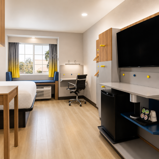 Compact Luxury Hotel Furniture Microtel Hotel Casegoods from Vietnam Exporter Designed for Modern Hotels and Guest Convenience