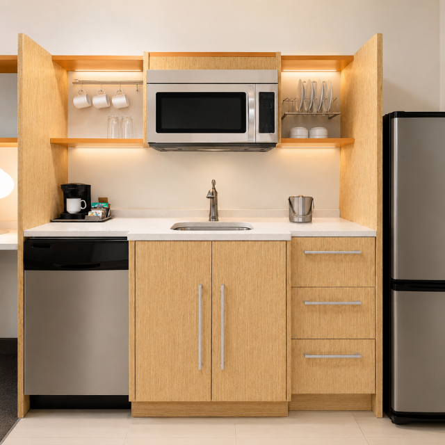 Functional Home2 Suites Hospitality Casegoods Modern Hotel Furniture With Commercial Grade MDF Vietnam OEM Supplier Factory