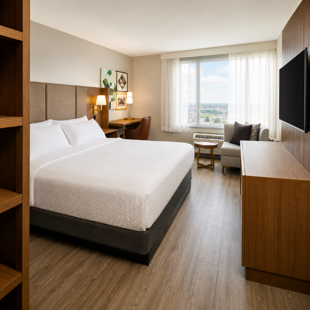 Guest Experience Holiday Inn Bedroom Set from Vietnam Factory Manufactured for Comfortable Hospitality and Modern Interiors