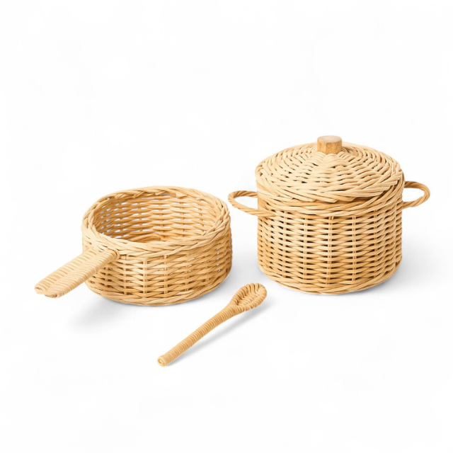 Handwoven Rattan Kids Toy Stroller - Doll Pram Wooden Wheels - Vietnam Handicraft Factory OEM ODM - Image 3