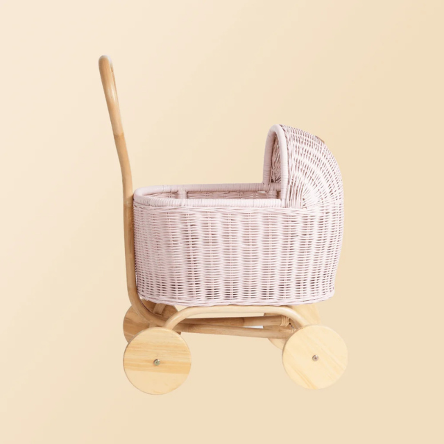 Handwoven Rattan Kids Toy Stroller - Doll Pram Wooden Wheels - Vietnam Handicraft Factory OEM ODM - Image 6