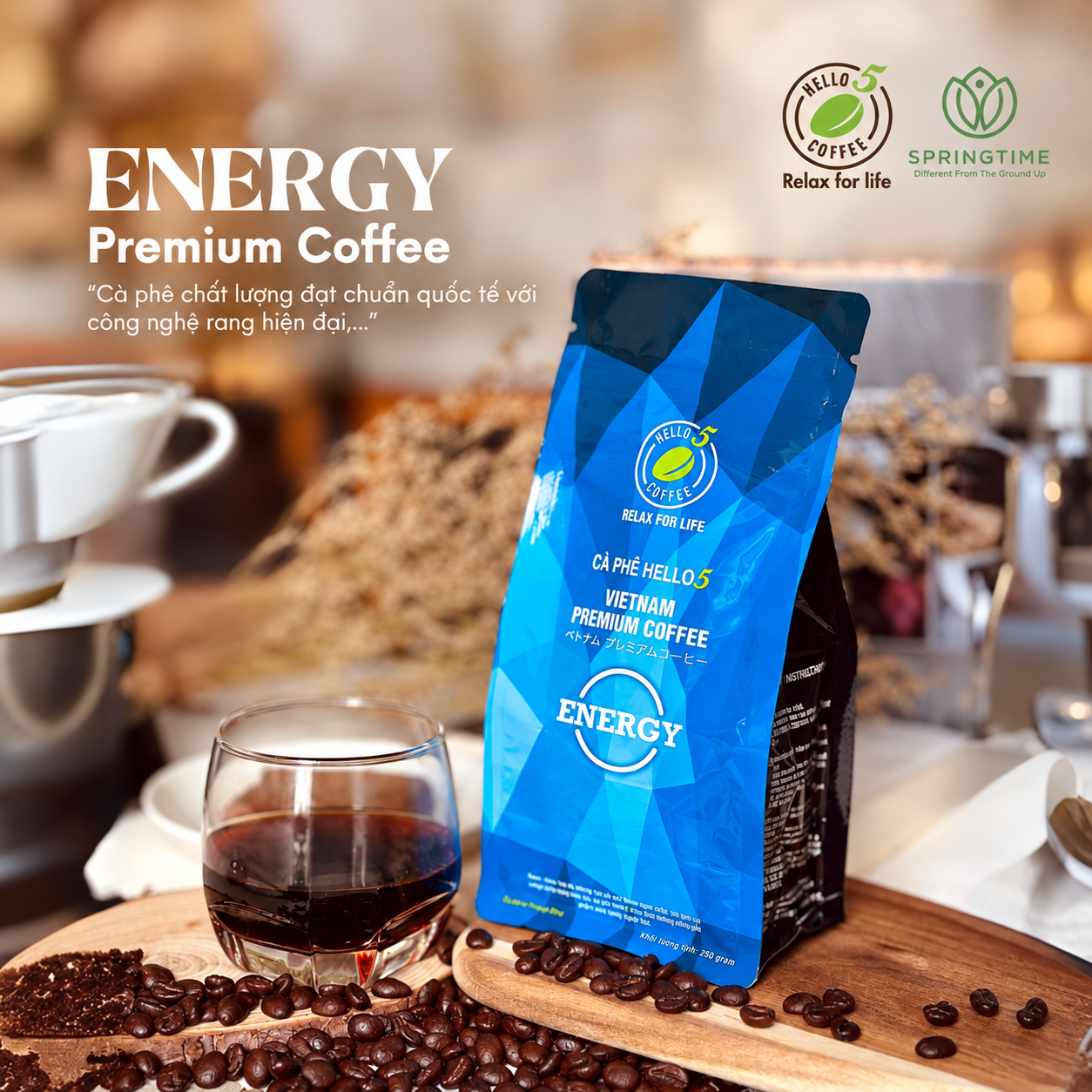 Hello 5 Coffee Premium Vietnamese Energy Robusta Coffee Powder