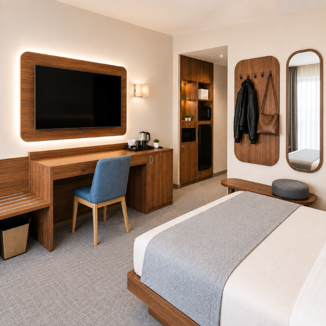 Independence Hotel Guestroom Furniture Systems – Professionally Built Dimensions for Seamless Hotel Room Setup