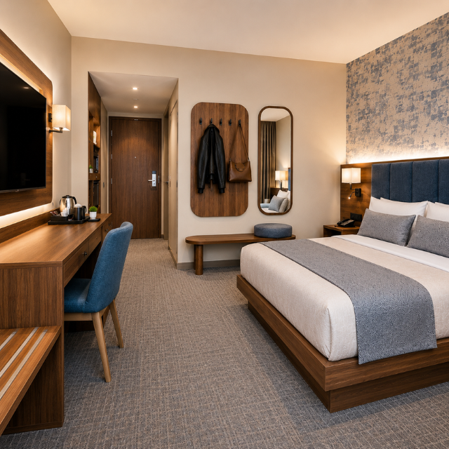Independence Hotel Hospitality Casegoods Packages – Engineered Sizes for Consistent Guestroom Fit and Installation
