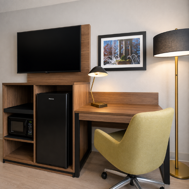 Innovative TV Panel La Quinta Hotel Casegoods Luxury Bedroom Furniture Manufactured With CARB P2 MDF And HPL Vietnam OEM - Image 2