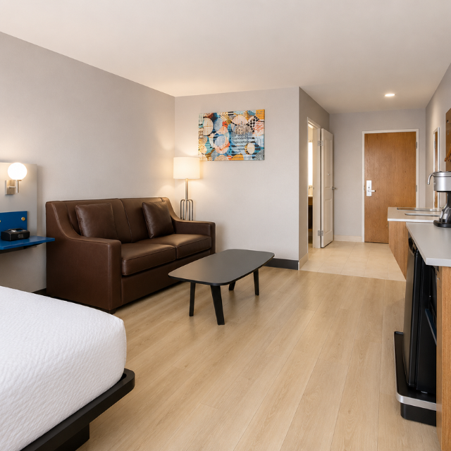 Travel Ready Casegoods Microtel Furniture Collection from Vietnam Factory Designed for Convenient Stays and Brand Consistency