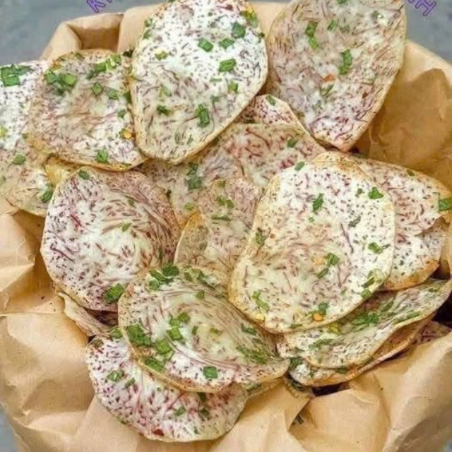 Vietnam OEM/ODM Scallion Flavored Round Taro Chips Manufacturer | Crispy Taro Slices - Image 2